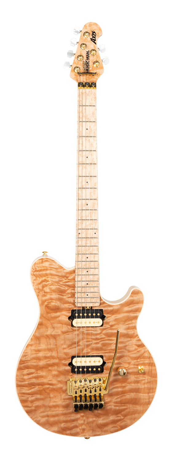*UPCOMING* Ernie Ball Music Man Axis Natural One Piece Quilt Gold Package G55275