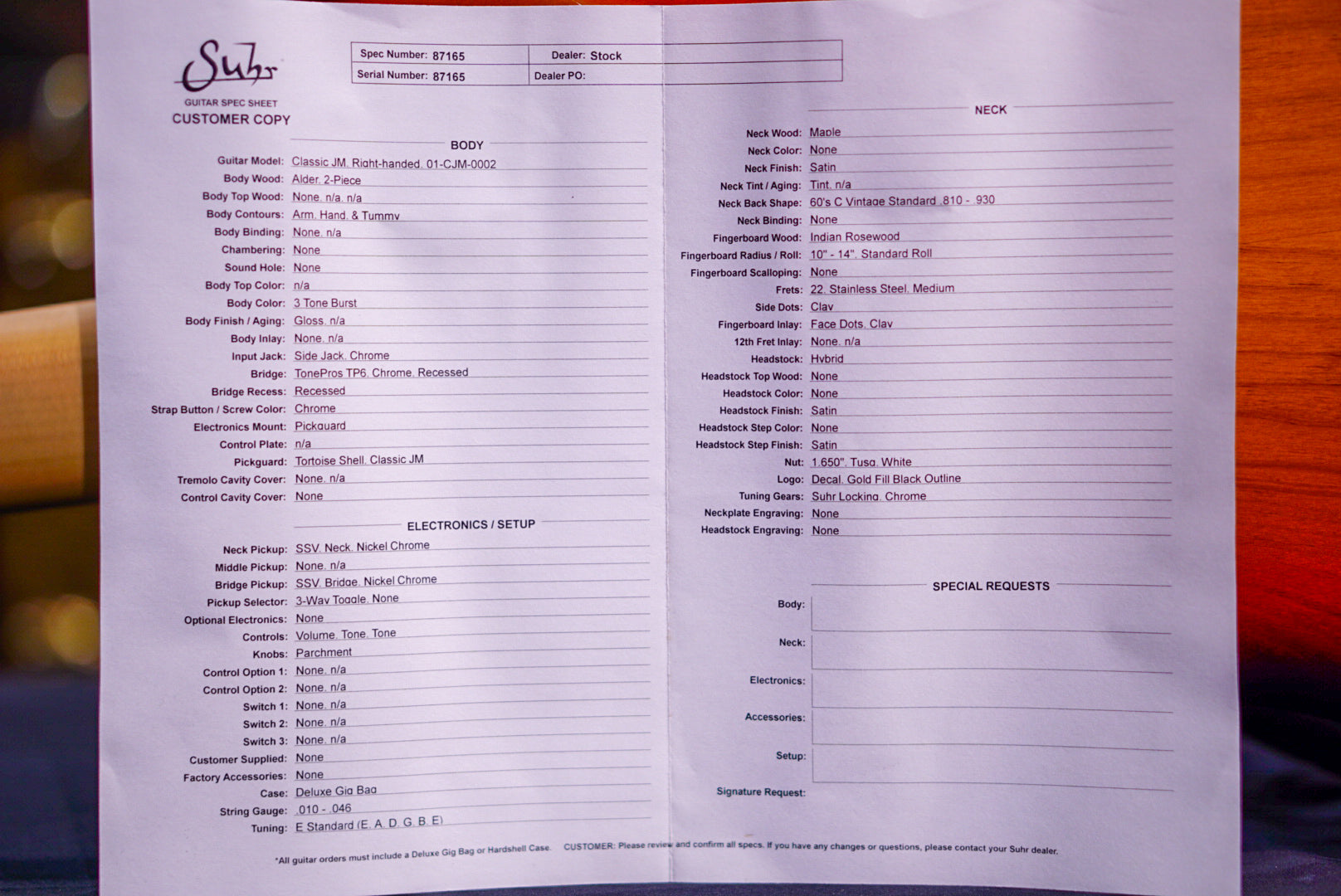 SUHR Classic JM 3 Tone Burst 87165