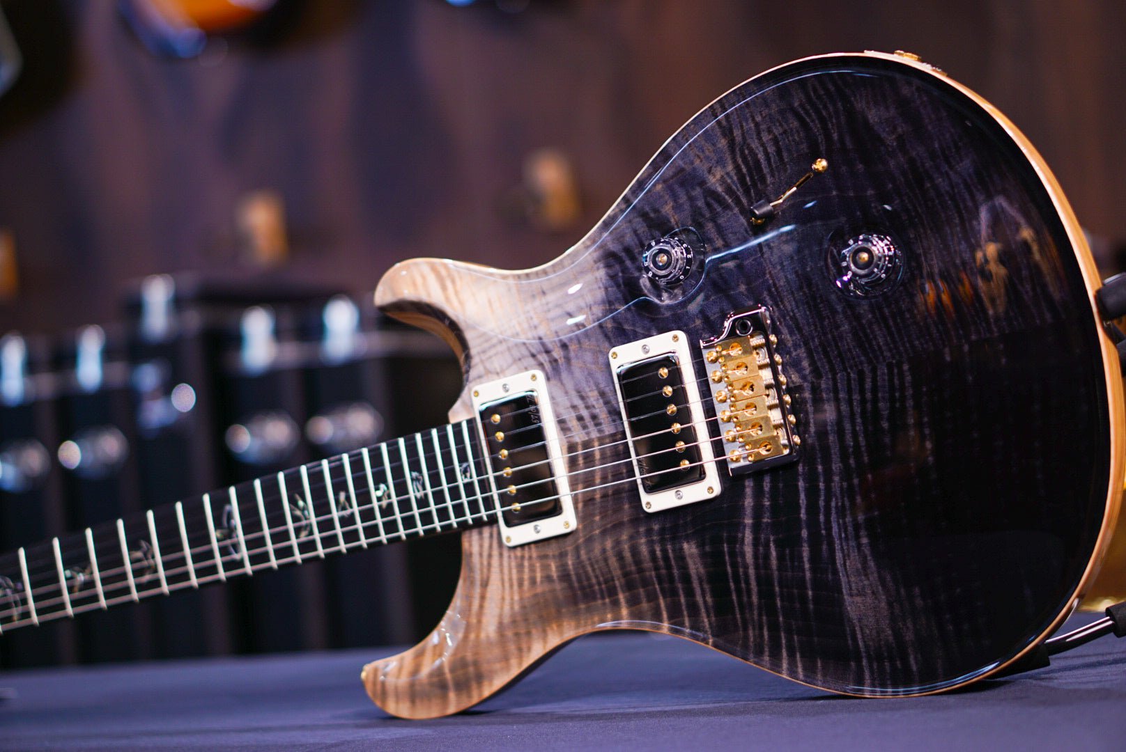 PRS Custom 24 Wood Library Gray Black Fade 0395507