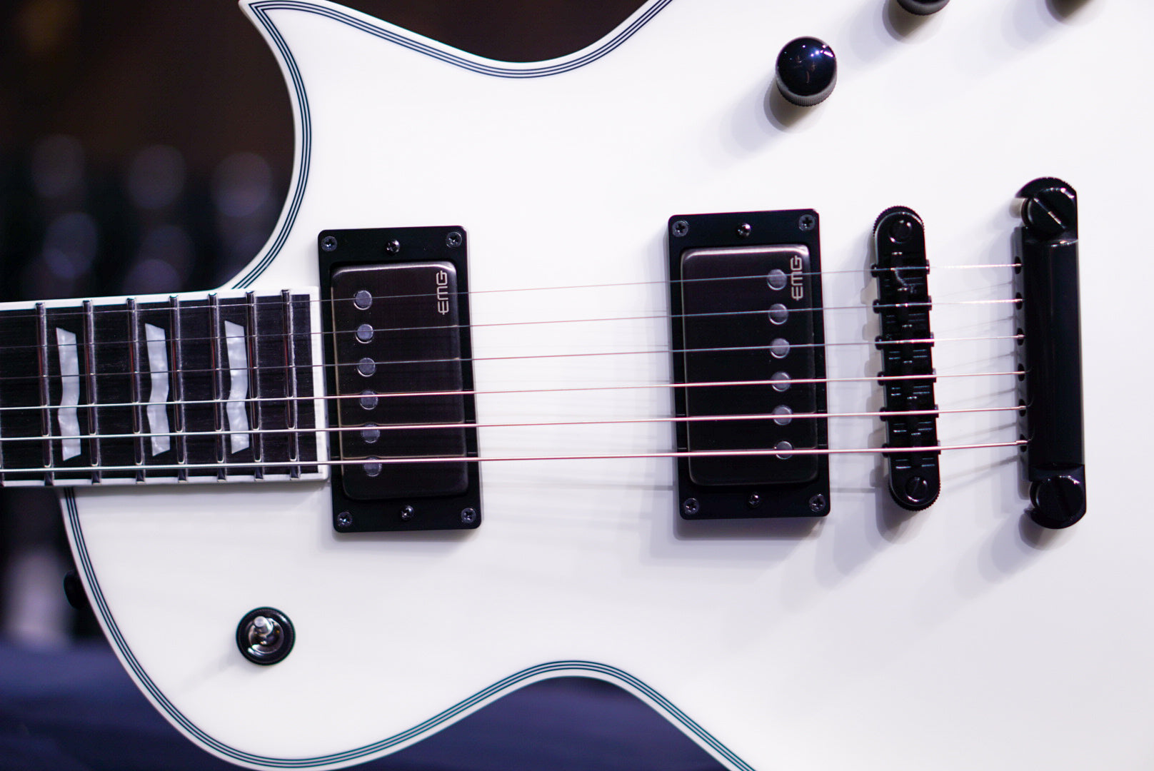 ESP E-II ECLIPSE EMG Snow white satin ES9205223 - HIENDGUITAR ESP GUITAR