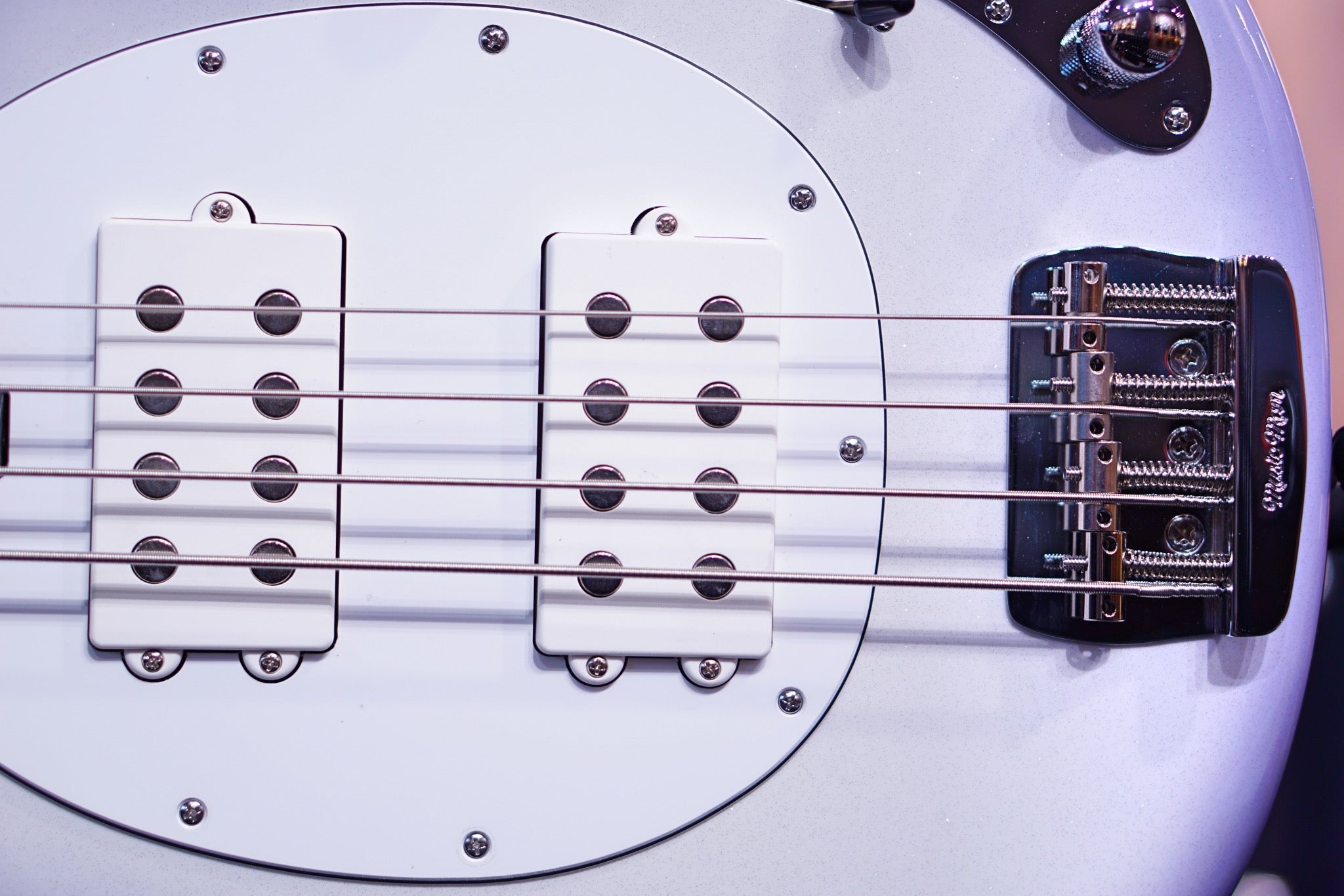 Ernie Ball Music Man StingRay Special 4 HH Bass Guitar - Firemist Silver F97172 - HIENDGUITAR Musicman bass
