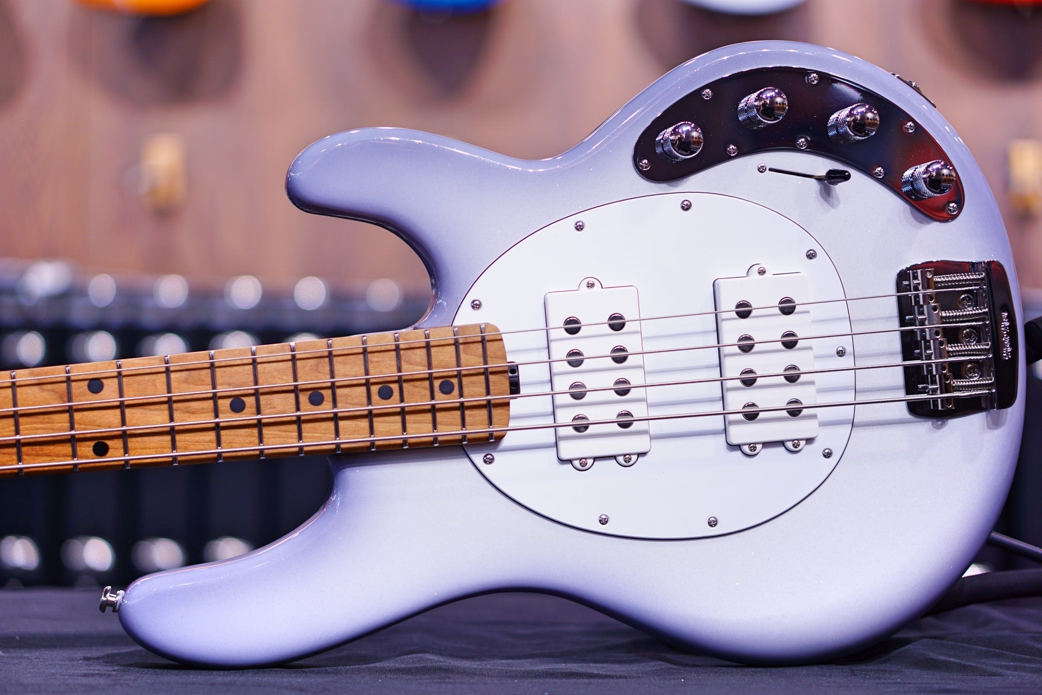 Ernie Ball Music Man StingRay Special 4 HH Bass Guitar - Firemist Silver F97172 - HIENDGUITAR Musicman bass