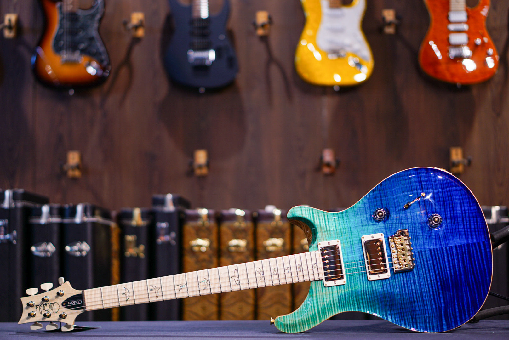 PRS Custom 24 Wood Library Blue Fade 0396076