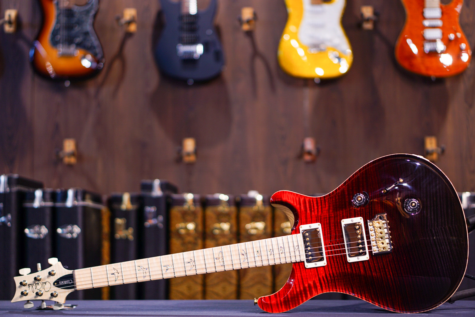 PRS Wood Library Custom 24 Fire Red / Gray Black Fade 0397734