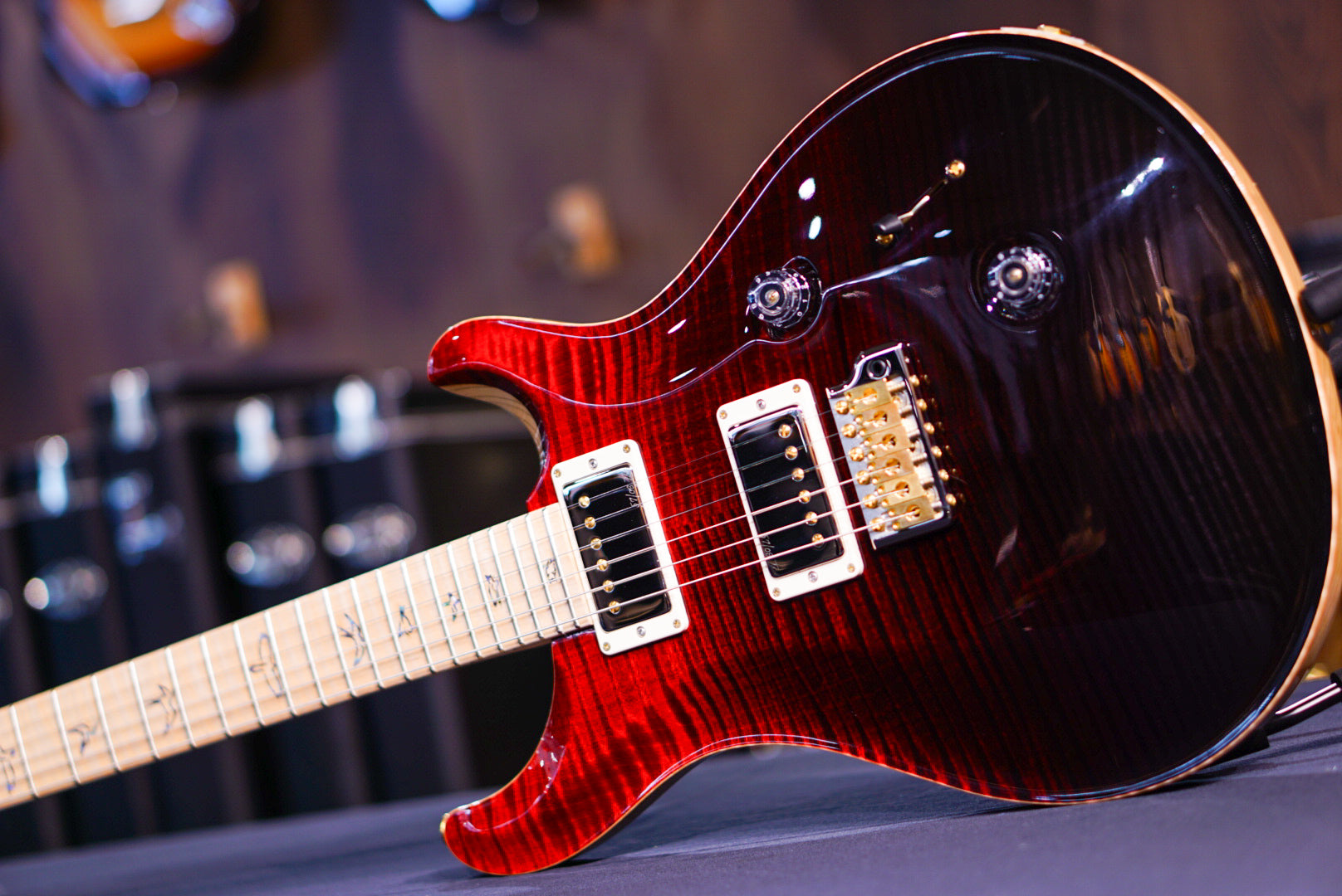 PRS Wood Library Custom 24 Fire Red / Gray Black Fade 0397734