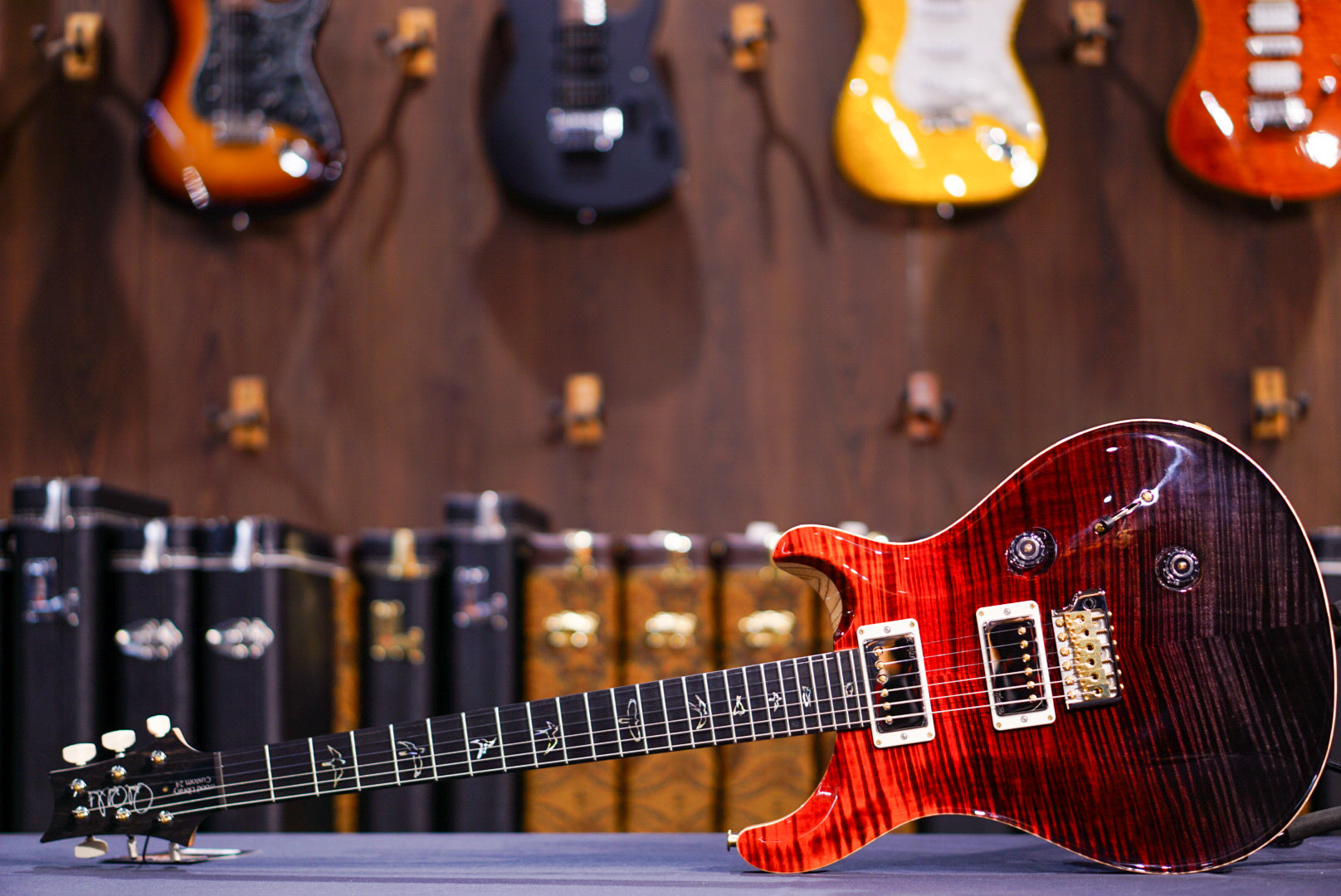 PRS Wood Library Custom 24 Fire Red / Gray Black Fade 0395508