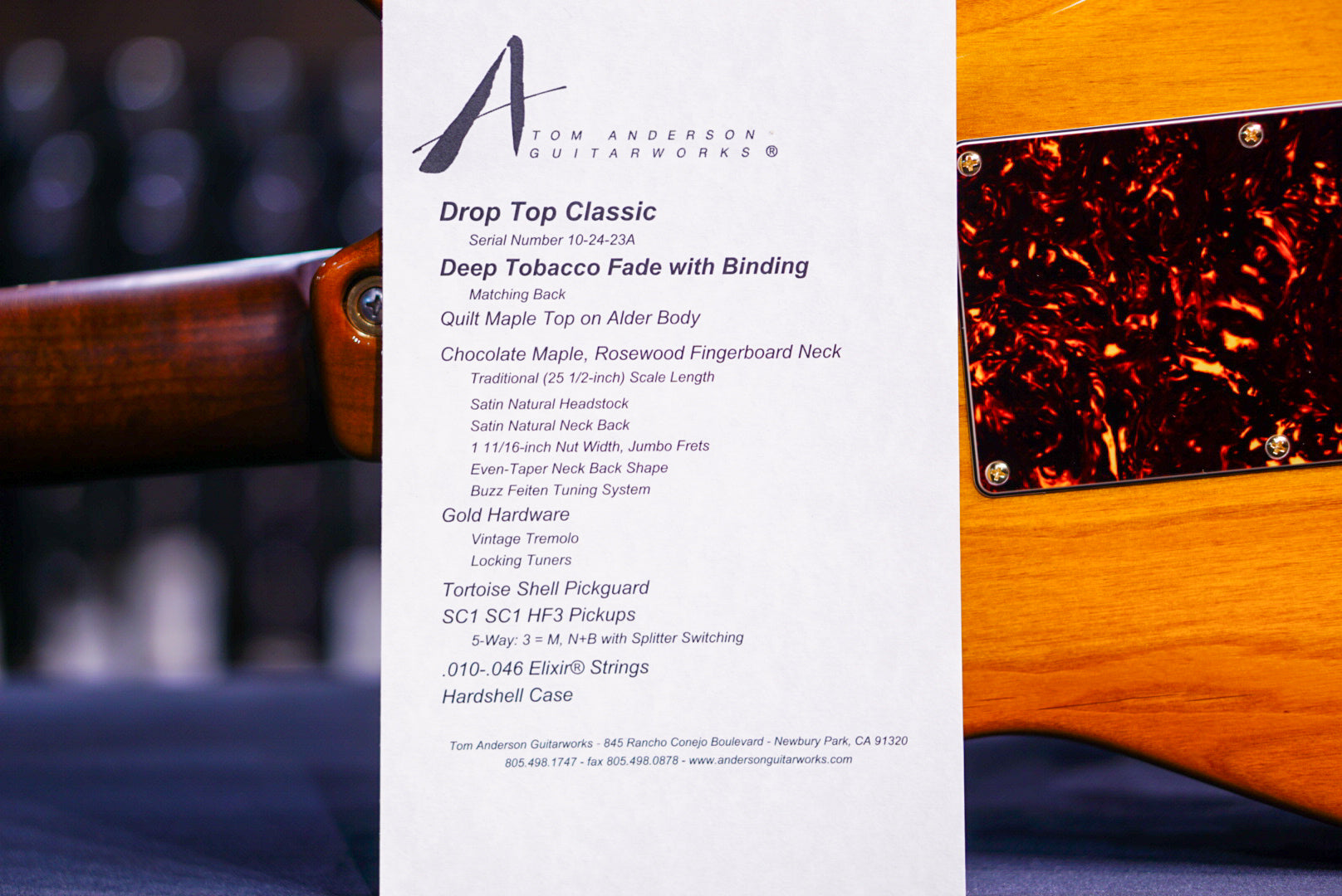 Anderson Drop Top Classic Deep Tobacco Fade * 10-24-23A * - HIENDGUITAR Anderson GUITAR