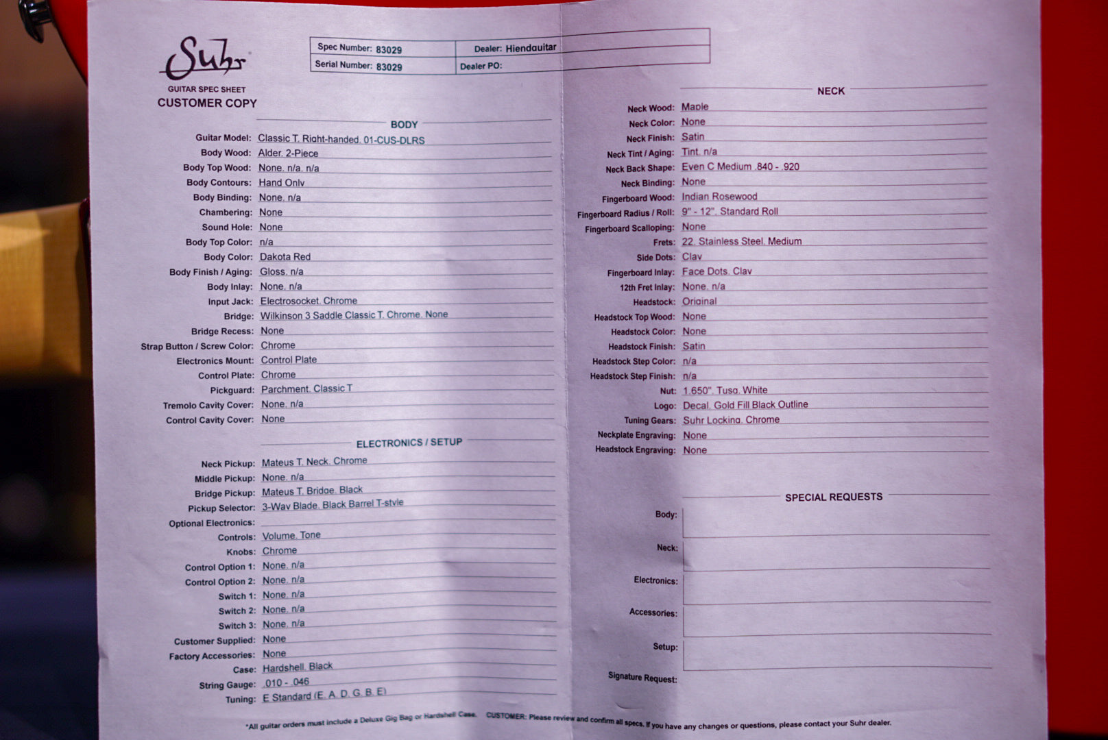 Suhr Classic T Custom dakota red 83029