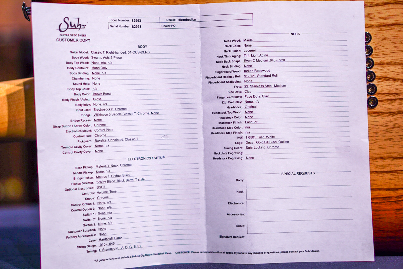 Suhr Classic T Custom Trans Brown Burst 82993