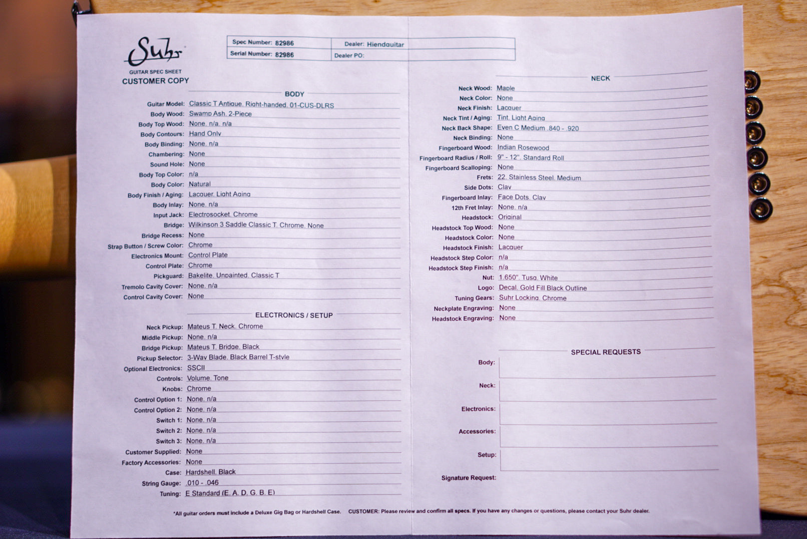 Suhr Classic T Custom Natural 82986