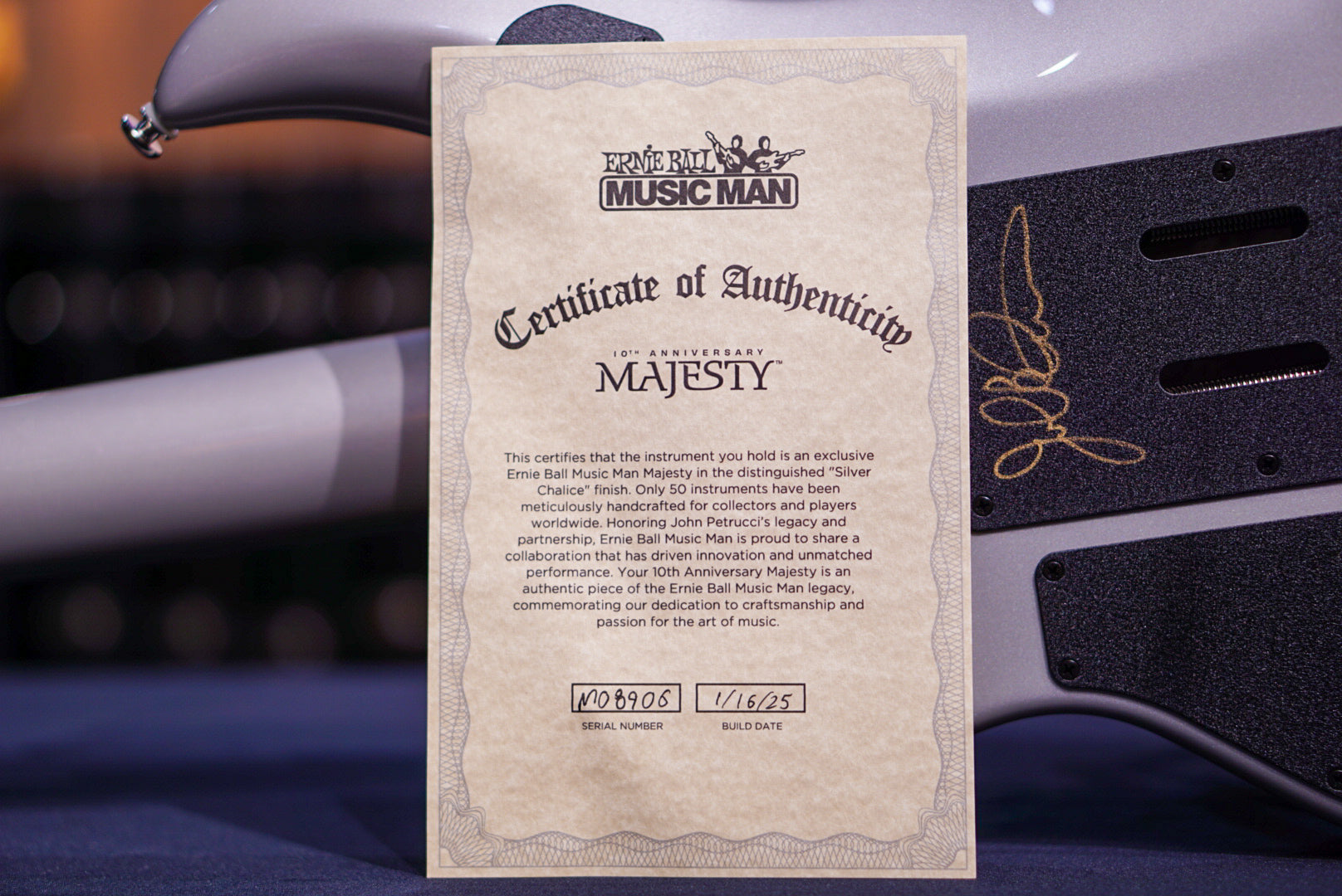 Ernie Ball Music Man 10th Anniversary Majesty - Silver Chalice M08906