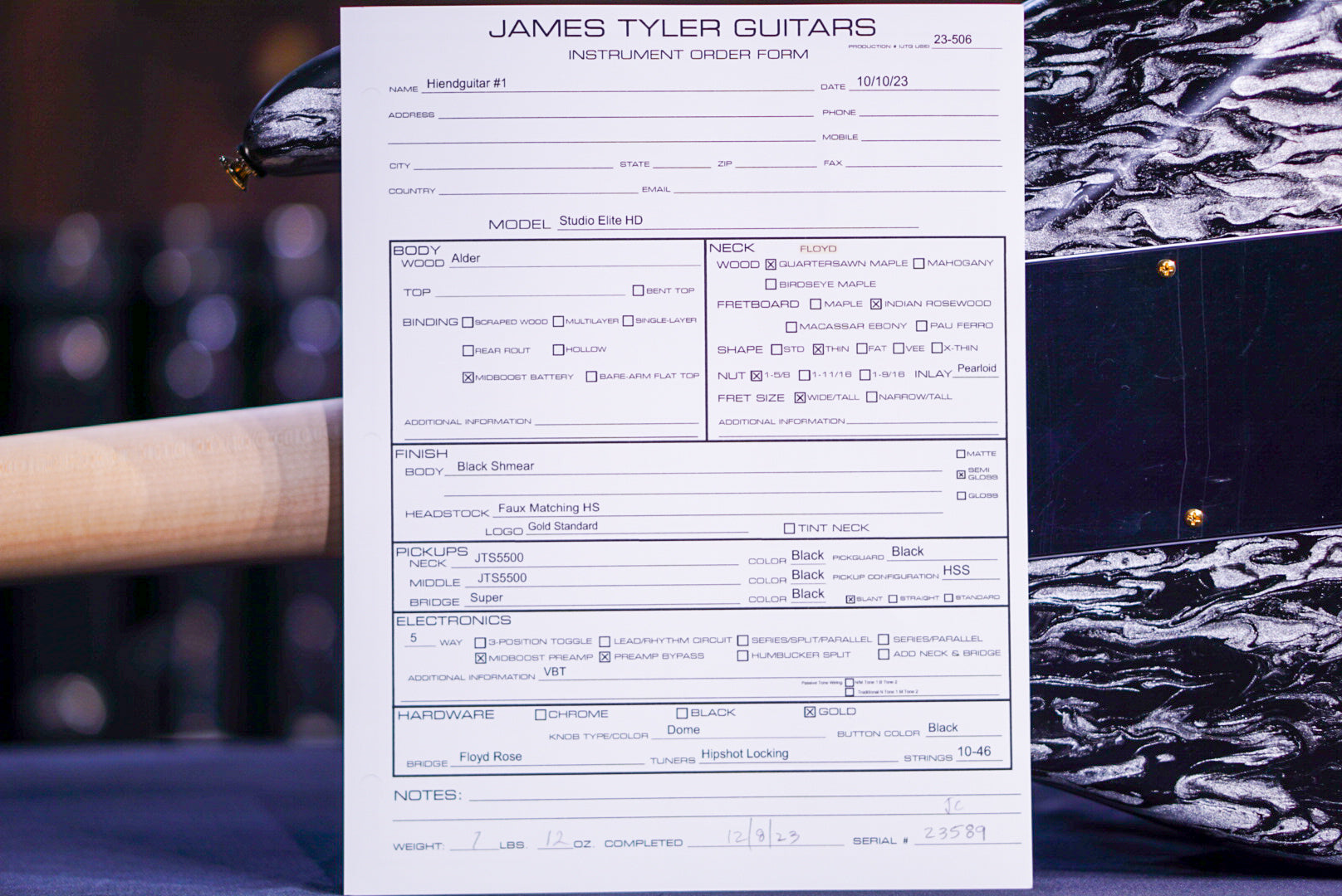 James tyler Studio Elite HD Black shmear 23589