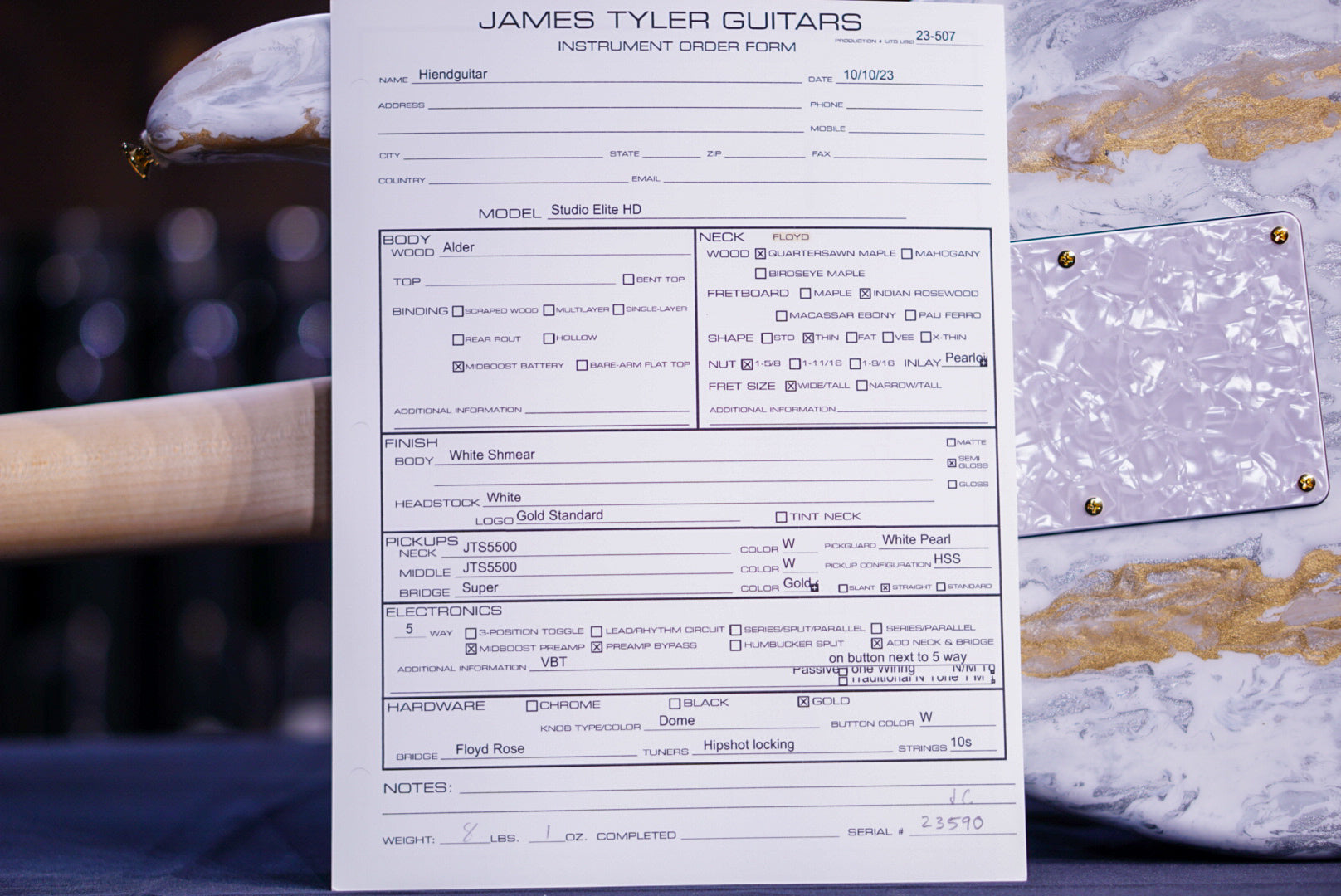 James tyler Studio Elite HD white shmear 23590 floyd