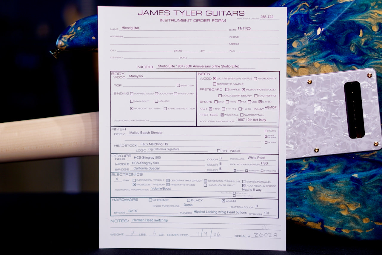 James tyler studio elite 1987 35th anniversary 26028
