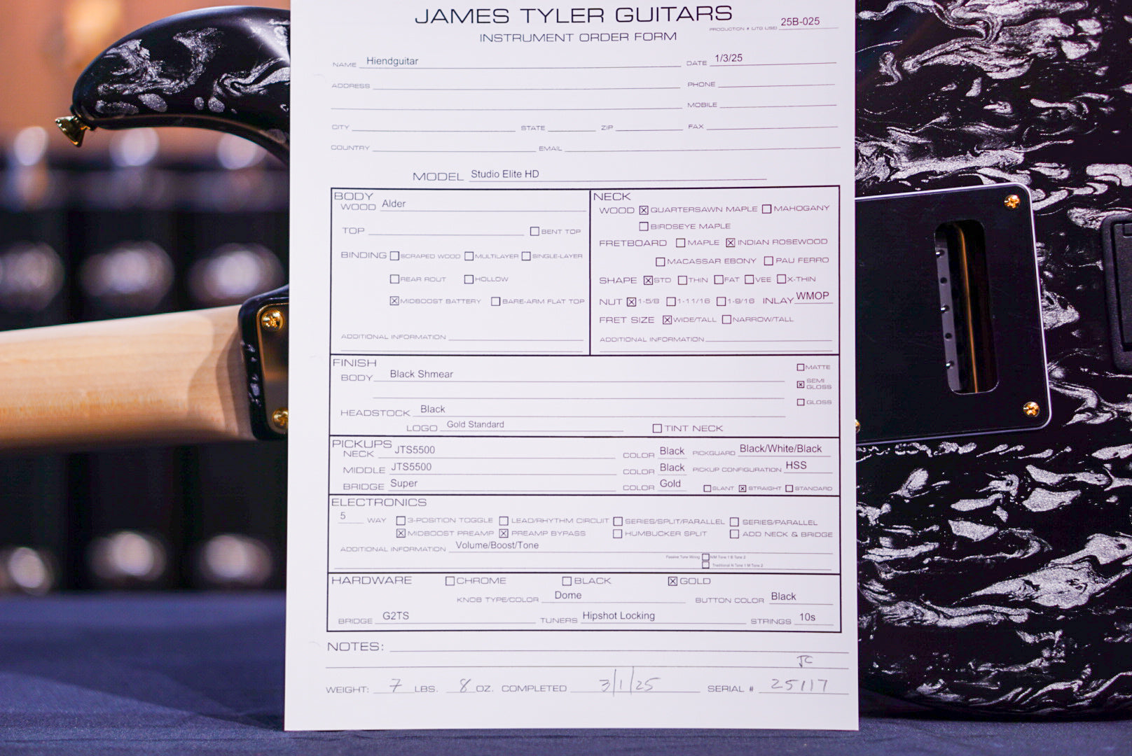 James tyler Studio Elite HD black shmear 25117