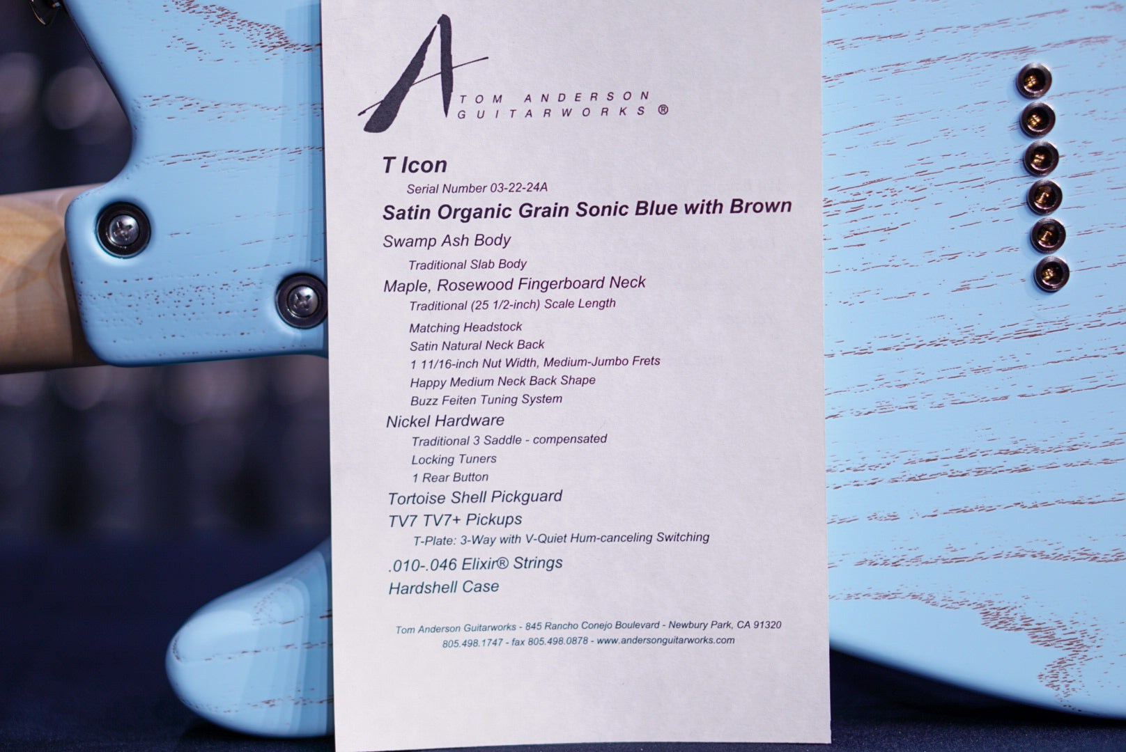 Tom Anderson T Icon Satin Organic Grain Sonic Blue With Brown 03-22-24A