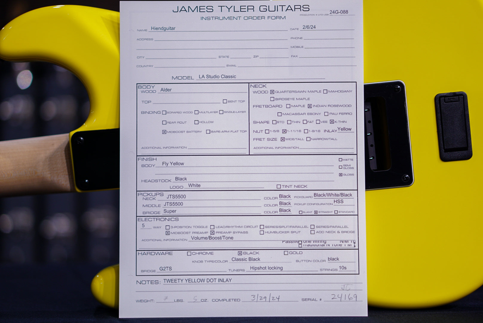 James Tyler LA Studio classic fly yellow 24169