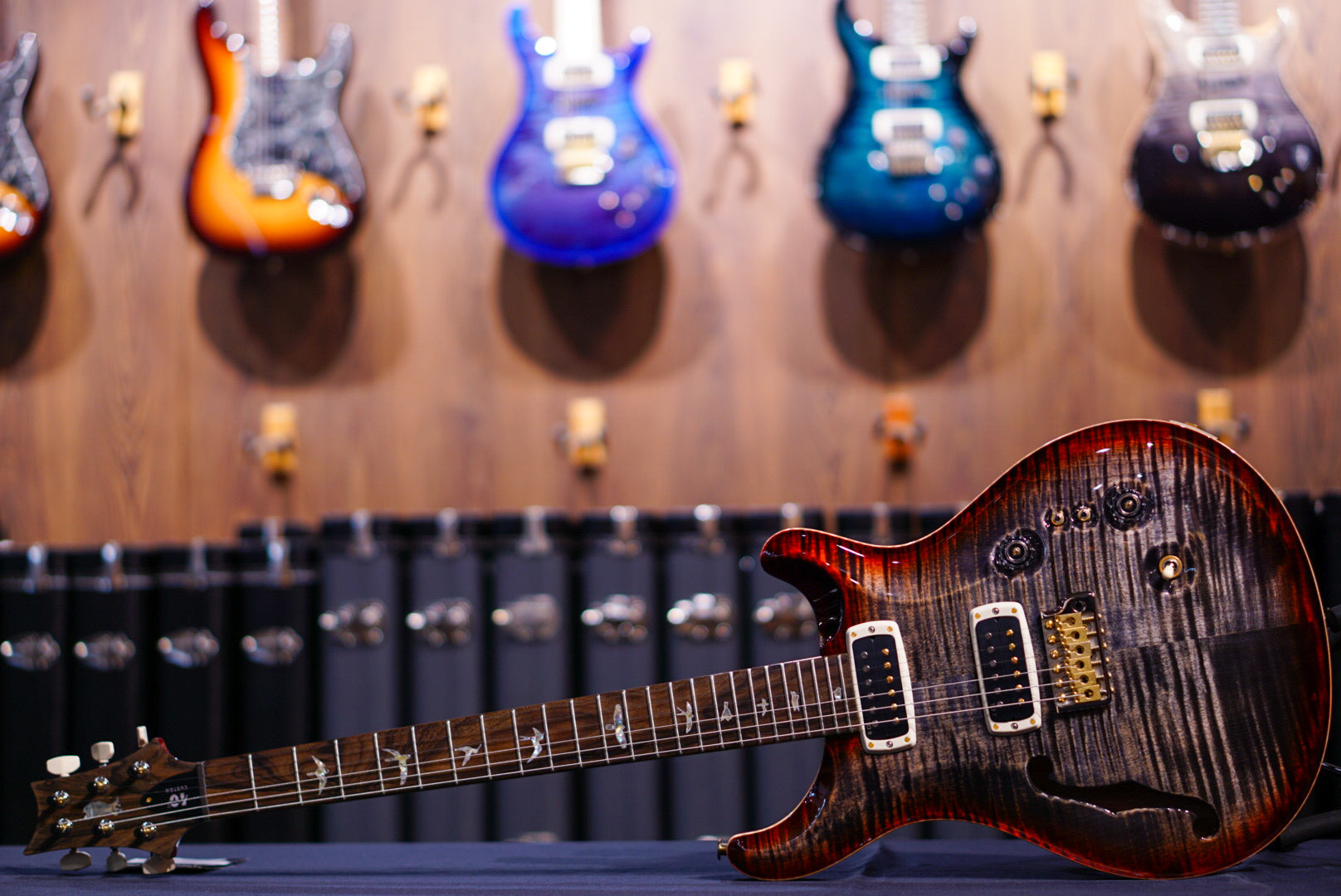PRS 40th Anniversary Custom 24-08 Semi-Hollow Limited Edition Charcoal Cherry Burst 0399263