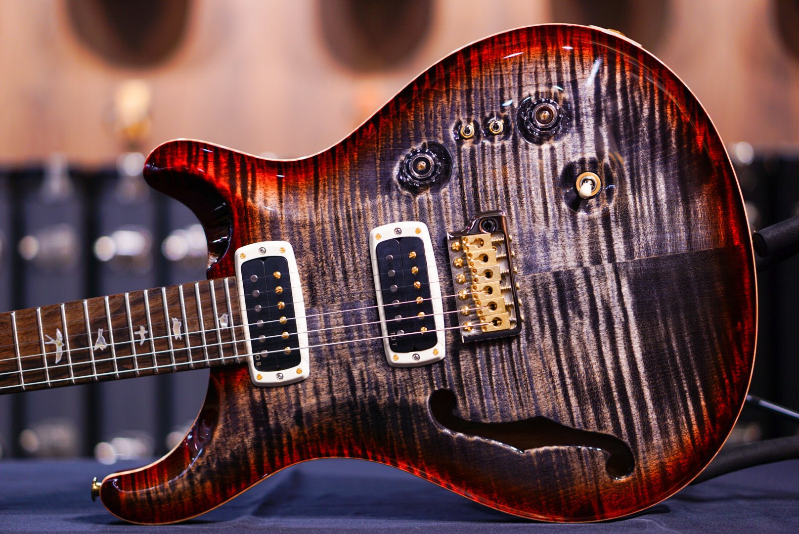 PRS 40th Anniversary Custom 24-08 Semi-Hollow Limited Edition Charcoal Cherry Burst 0399263