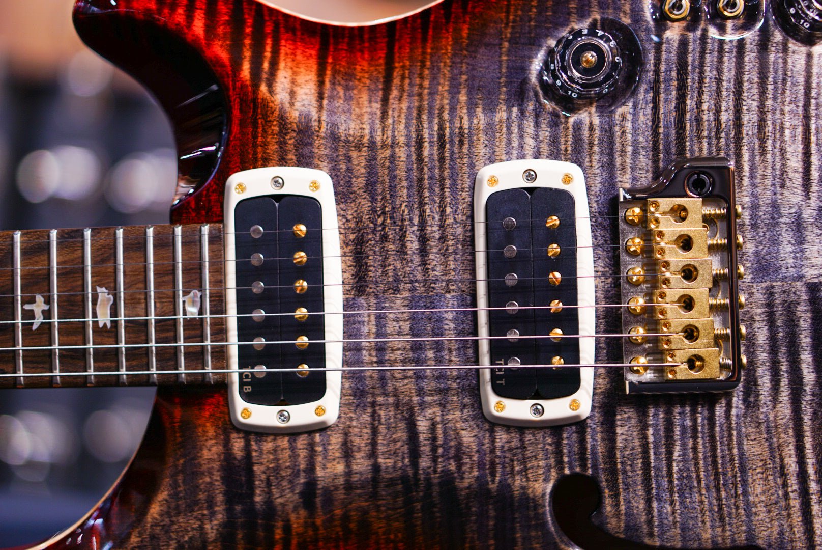 PRS 40th Anniversary Custom 24-08 Semi-Hollow Limited Edition Charcoal Cherry Burst 0399263