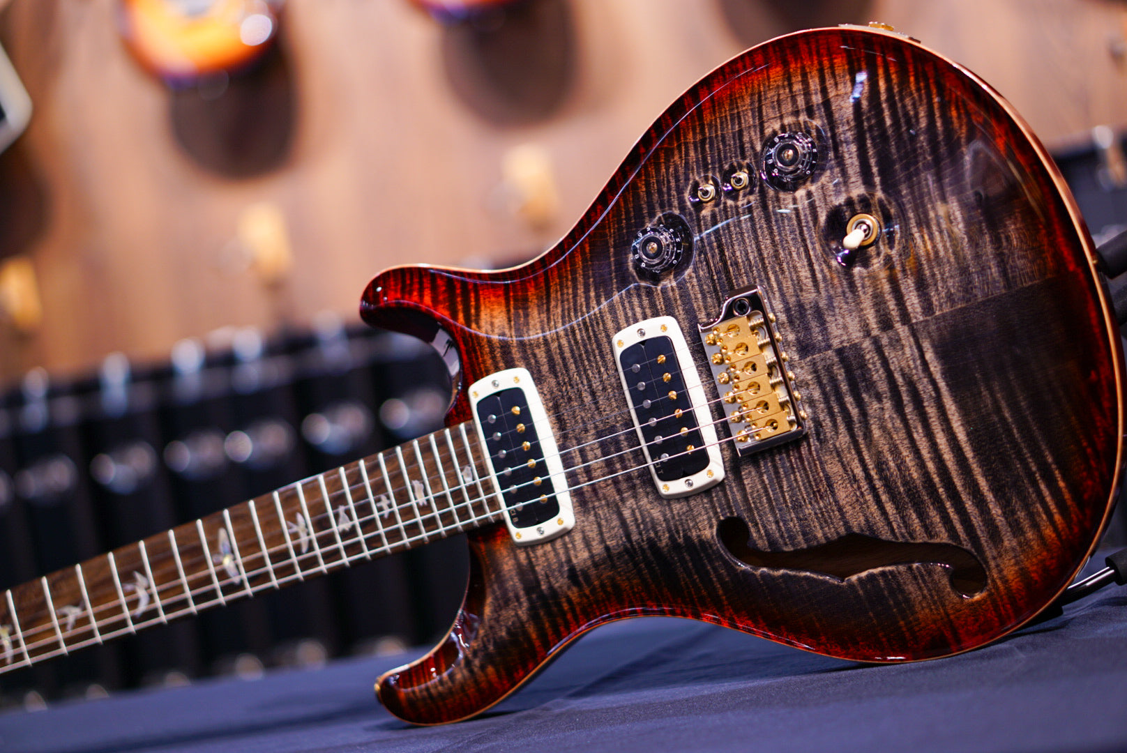 PRS 40th Anniversary Custom 24-08 Semi-Hollow Limited Edition Charcoal Cherry Burst 0399263