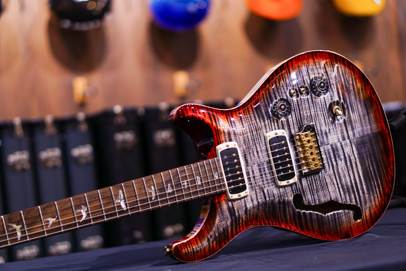 PRS 40th Anniversary Custom 24-08 Semi-Hollow Limited Edition Charcoal Cherry Burst 0399263