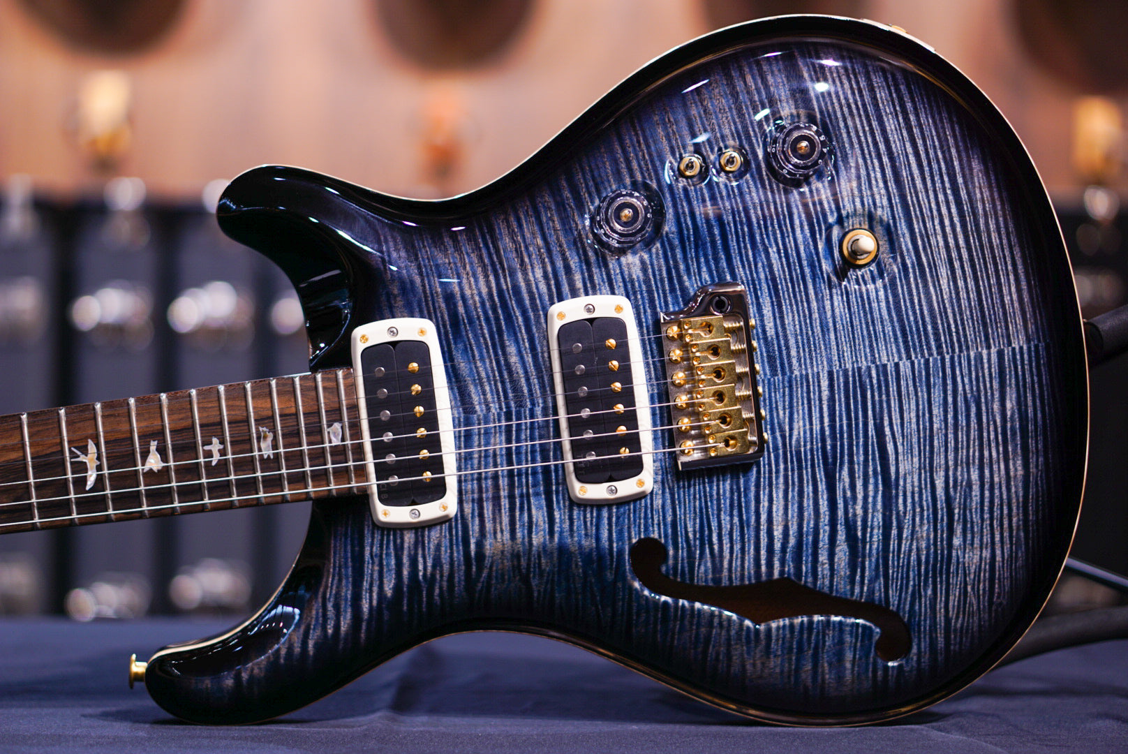 PRS 40th Anniversary Custom 24-08 Semi-Hollow Limited Edition Faded Whale Blue Smokeburst 0401532