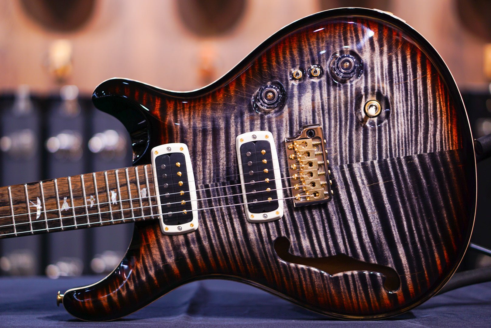 PRS 40th Anniversary Custom 24-08 Semi-Hollow Limited Edition Charcoal Tri-Color Burst 0400915