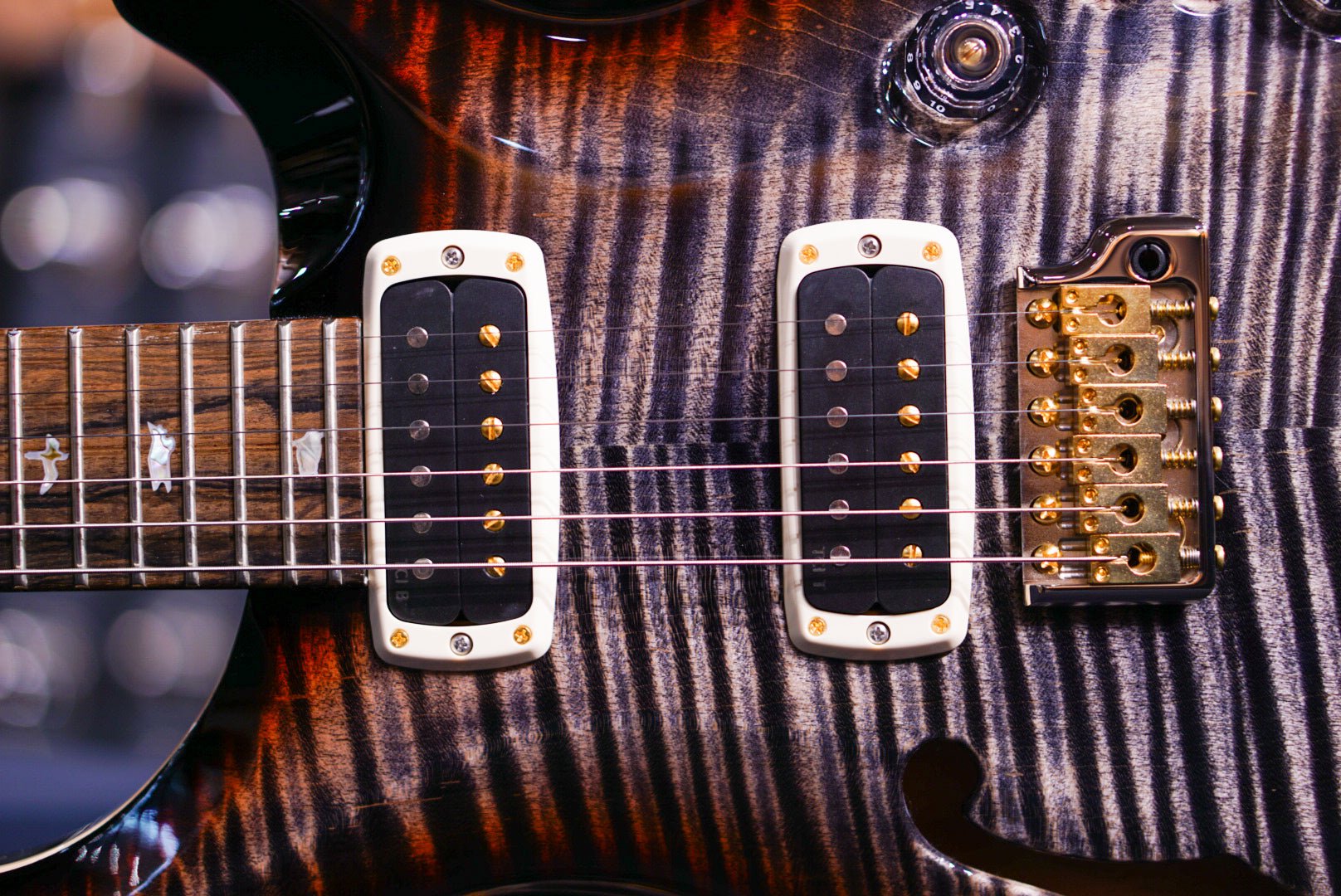 PRS 40th Anniversary Custom 24-08 Semi-Hollow Limited Edition Charcoal Tri-Color Burst 0400915