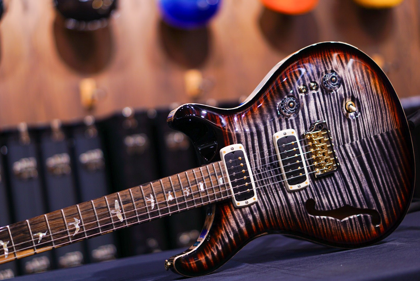 PRS 40th Anniversary Custom 24-08 Semi-Hollow Limited Edition Charcoal Tri-Color Burst 0400915