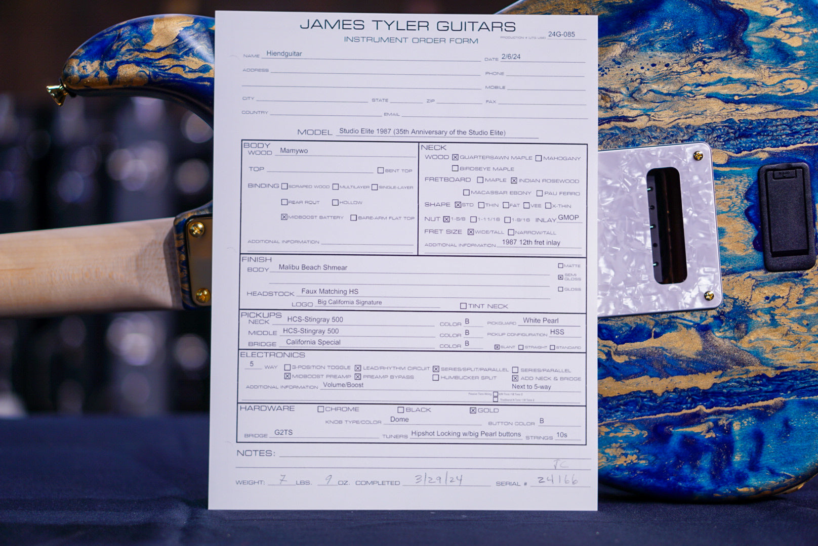 James tyler studio elite 1987 35th anniversary 24166 std neck