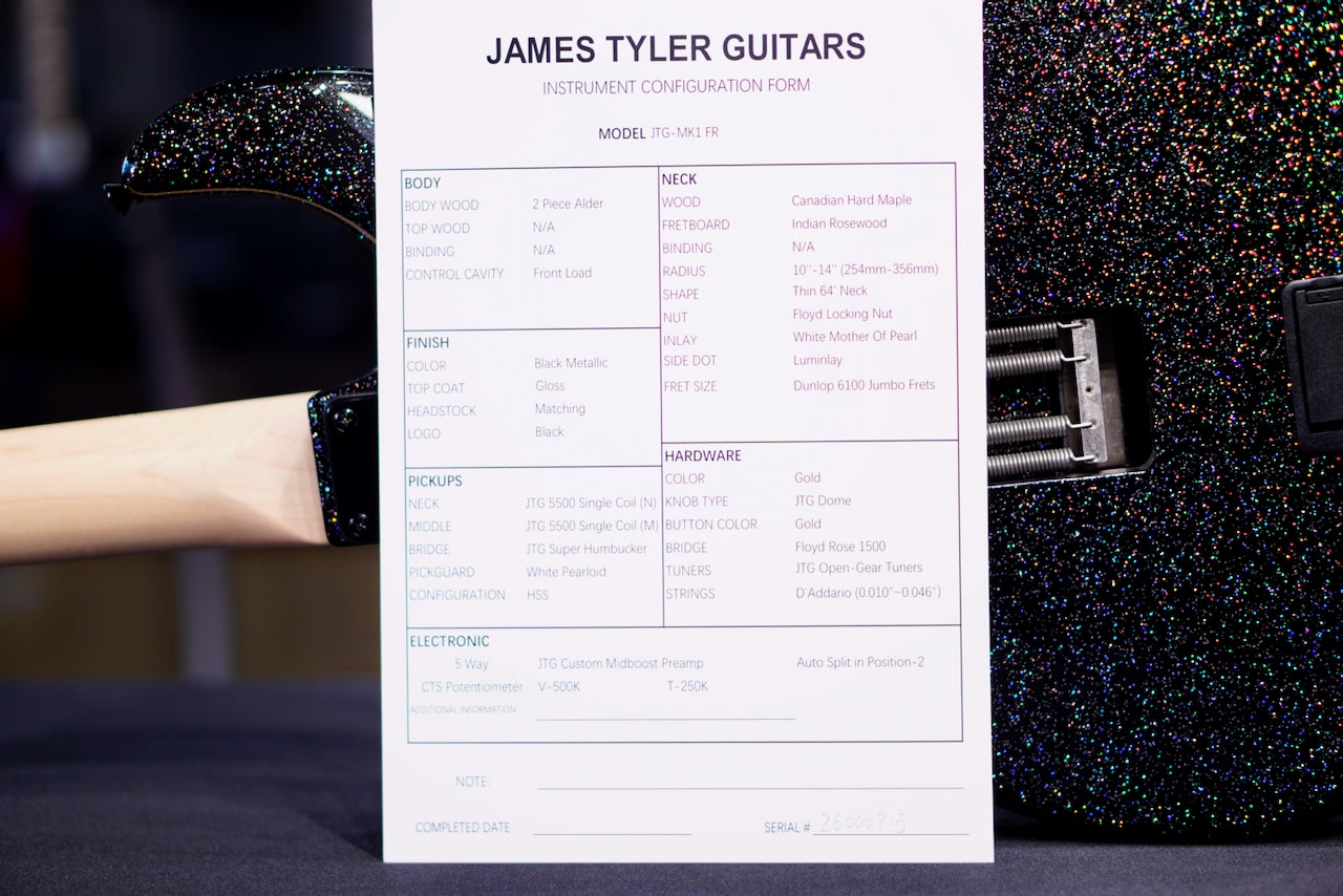 James Tyler JTG FR Floyd Rose - Black Metallic