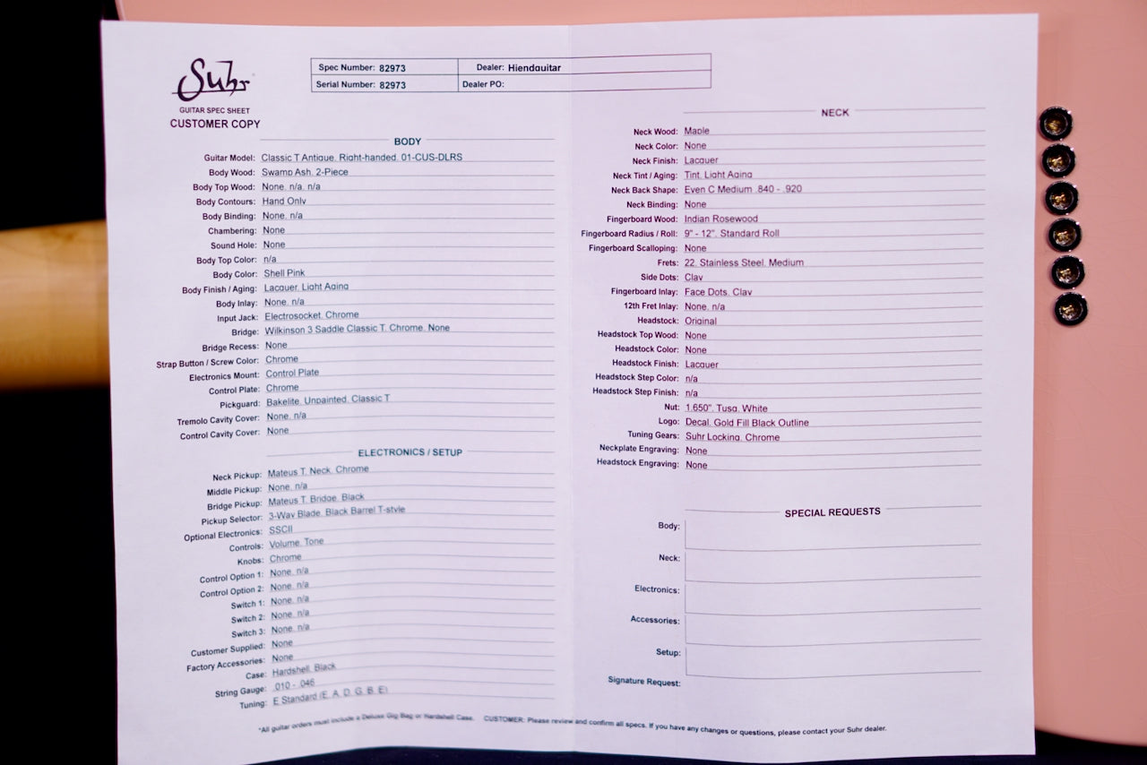 Suhr Classic T Antique Custom Shell Pink 82973