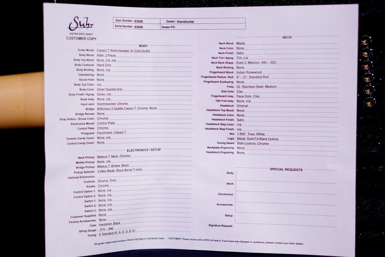 Suhr Classic T Custom Silver Sparkle Drip 83008