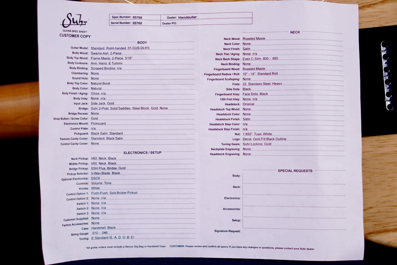 Suhr Standard Custom Natural Burst 85768