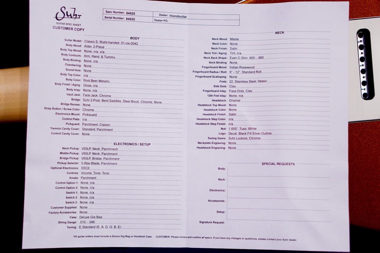 Suhr Limited Edition Classic S Root Beer Metallic 84925