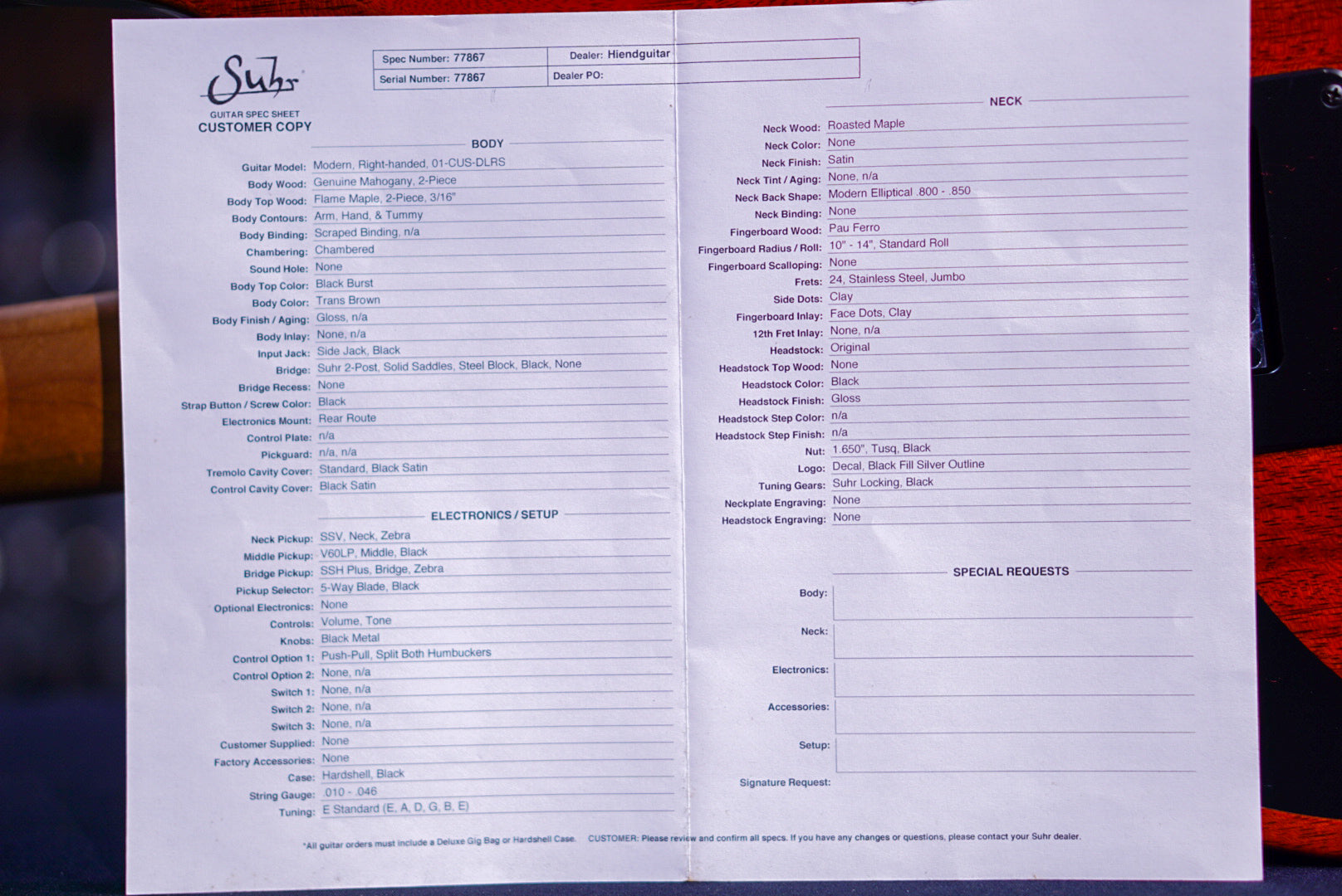 Suhr modern custom black burst hiendguitar special run 77867