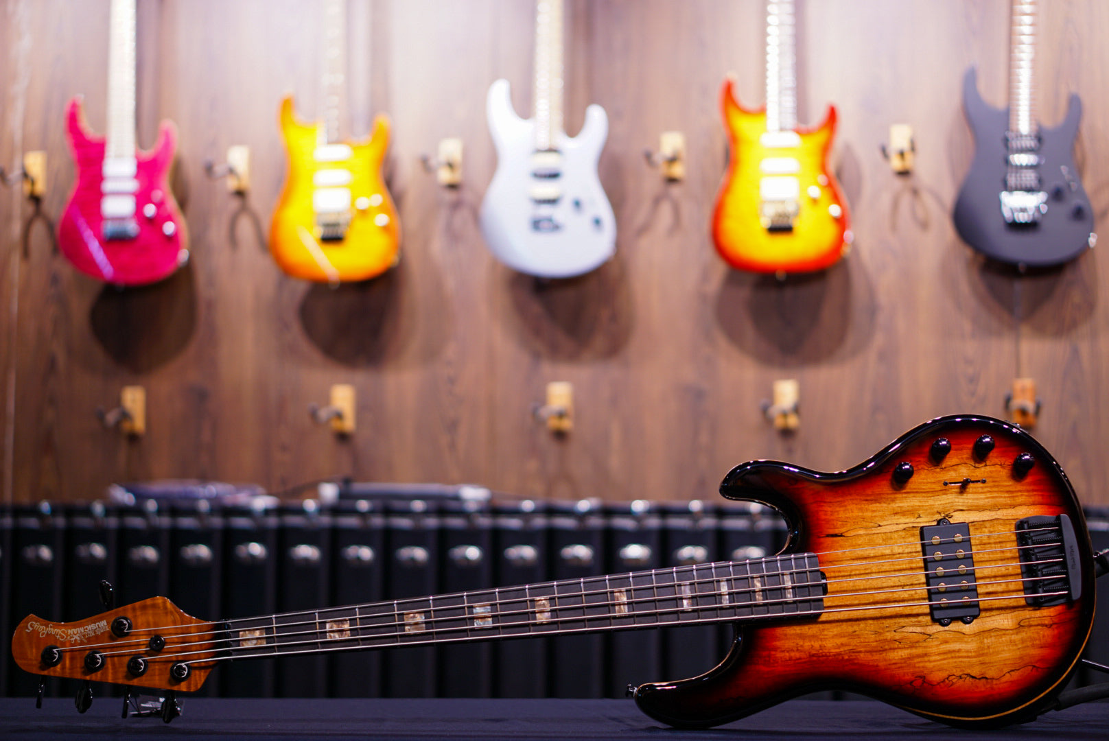 Ernie ball Musicman Stingray 5 35TH anniversary H spalted sunburst K00257 - HIENDGUITAR Musicman bass