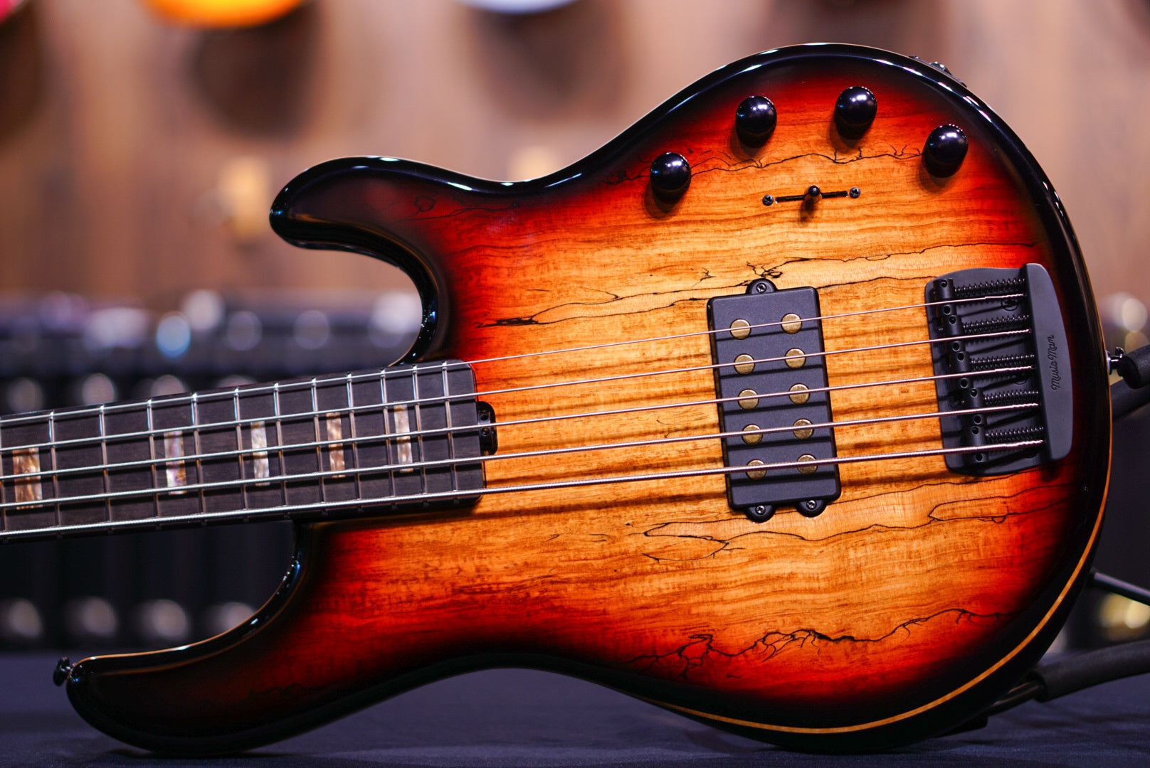 Ernie ball Musicman Stingray 5 35TH anniversary H spalted sunburst K00257 - HIENDGUITAR Musicman bass