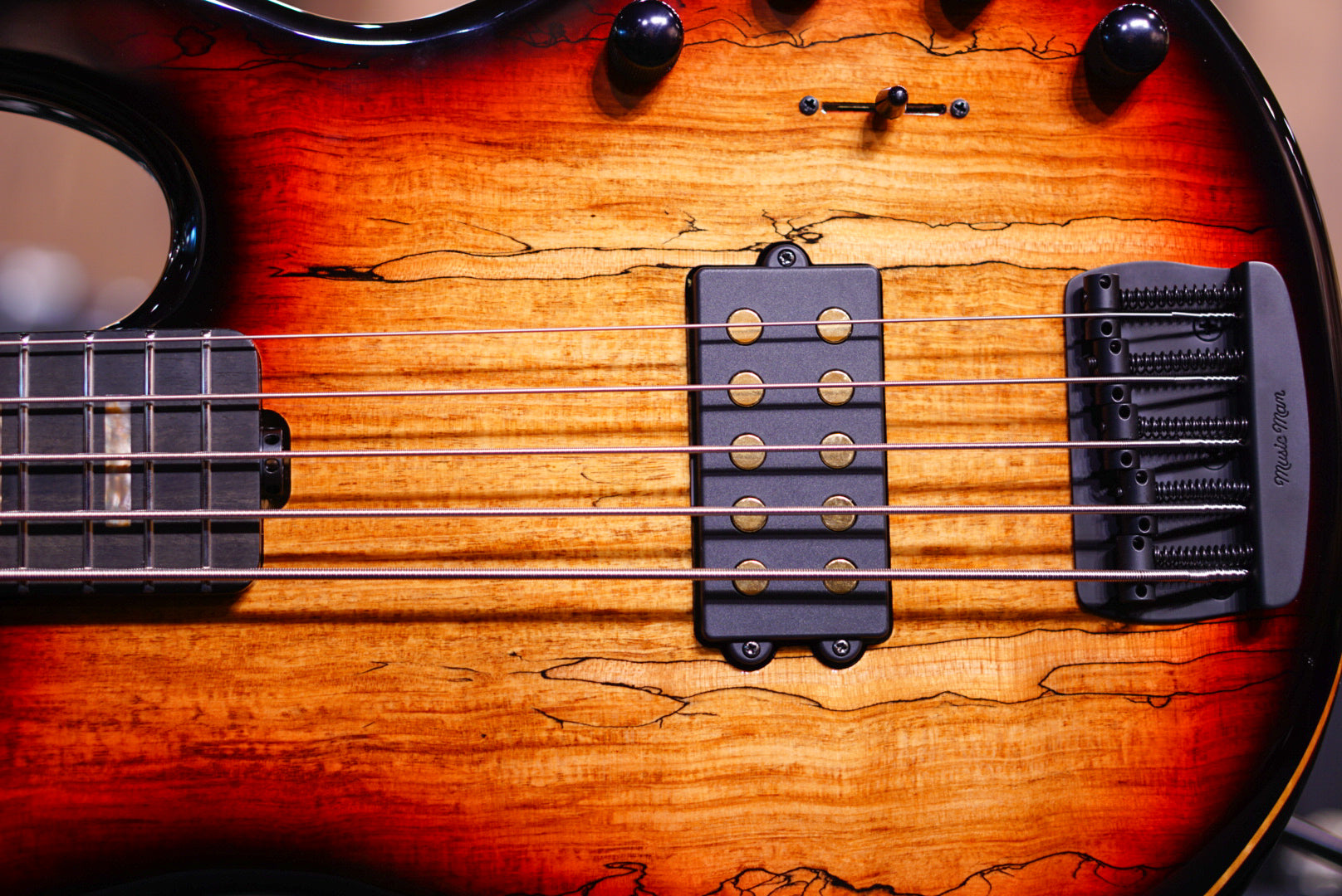 Ernie ball Musicman Stingray 5 35TH anniversary H spalted sunburst K00257 - HIENDGUITAR Musicman bass