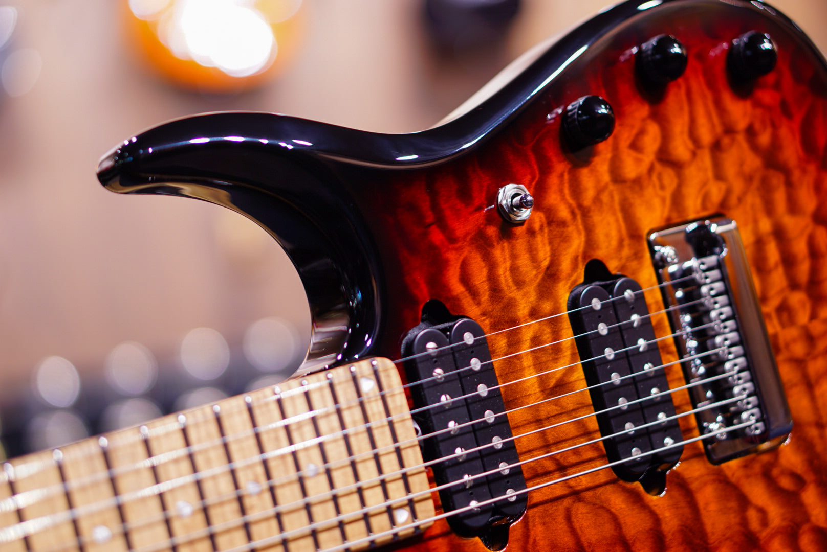 Ernie ball Musicman JP15 7 tiger eye quilt top F99779 - HIENDGUITAR Musicman GUITAR