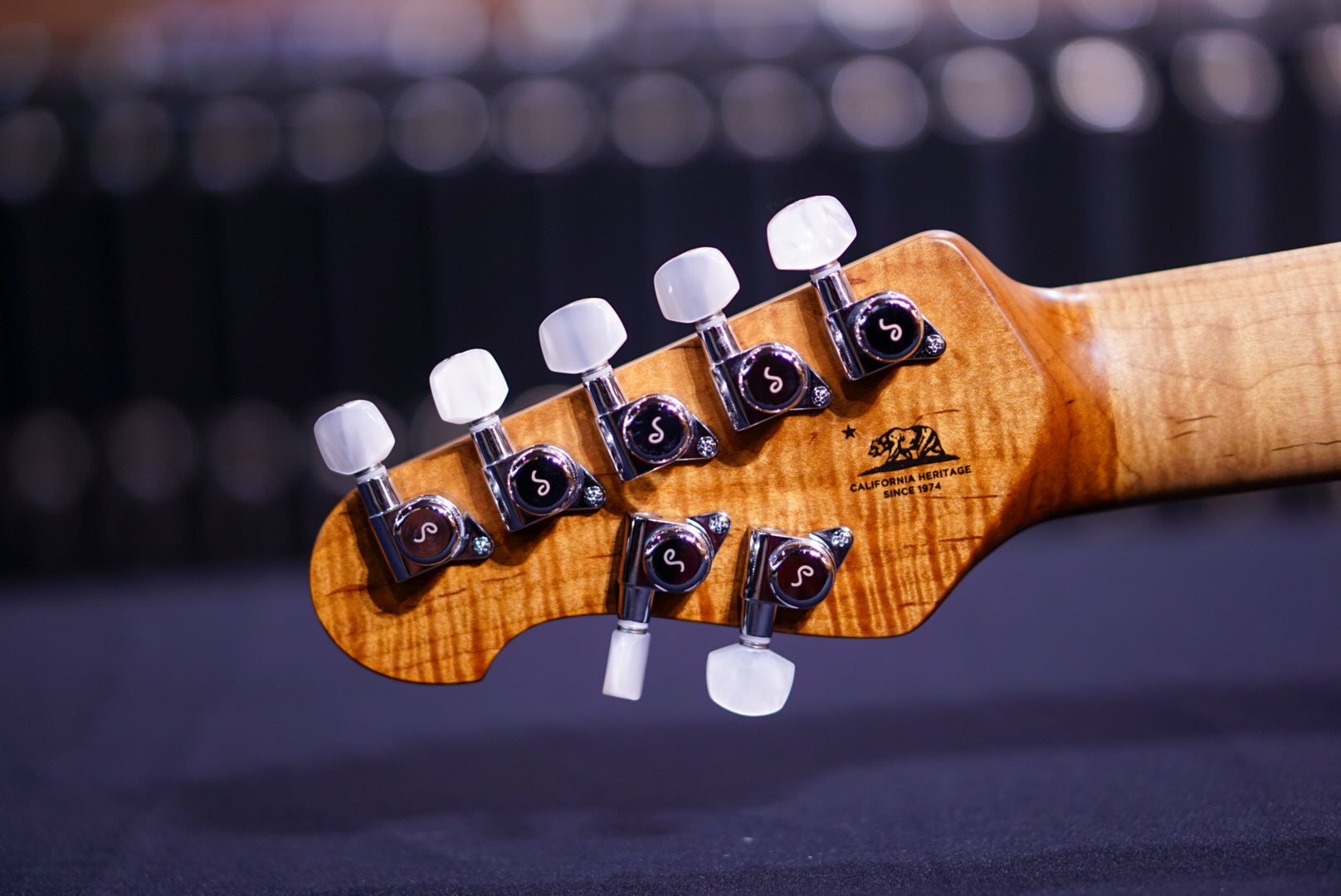 Ernie ball Musicman JP15 7 tiger eye quilt top F99779 - HIENDGUITAR Musicman GUITAR