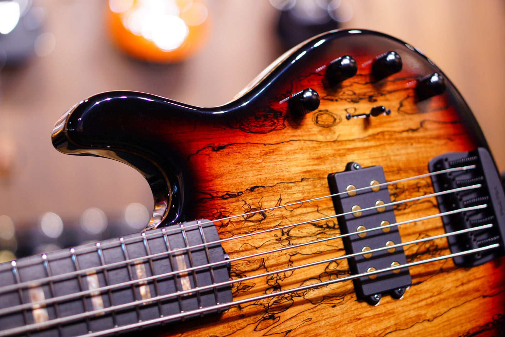 Ernie ball Musicman Stingray 5 35TH anniversary H spalted sunburst F99462 - HIENDGUITAR Musicman bass