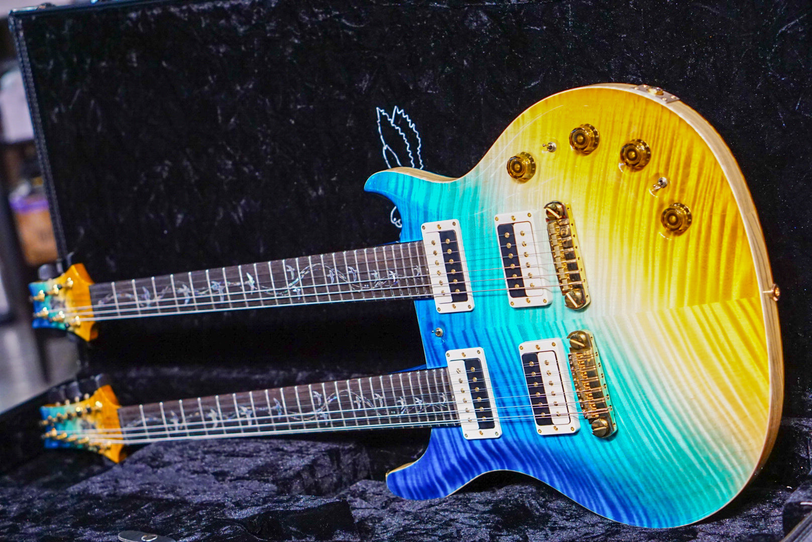 PRS Private stock doubleneck reverse beach cross fade - HIENDGUITAR PRS GUITAR