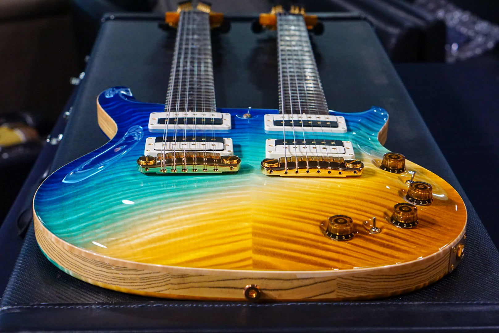 PRS Private stock doubleneck reverse beach cross fade - HIENDGUITAR PRS GUITAR