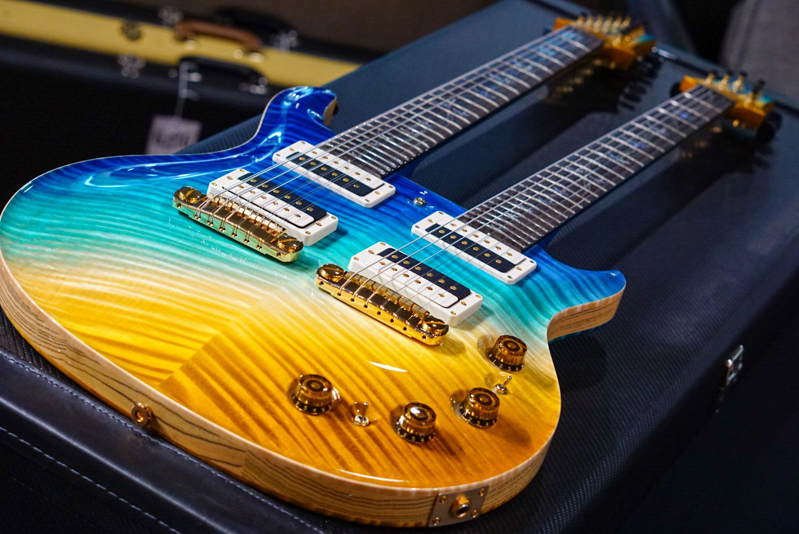 PRS Private stock doubleneck reverse beach cross fade - HIENDGUITAR PRS GUITAR