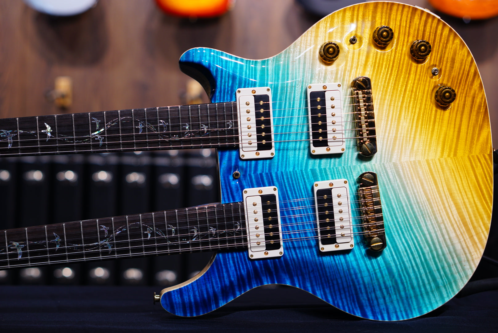 PRS Private stock doubleneck reverse beach cross fade - HIENDGUITAR PRS GUITAR