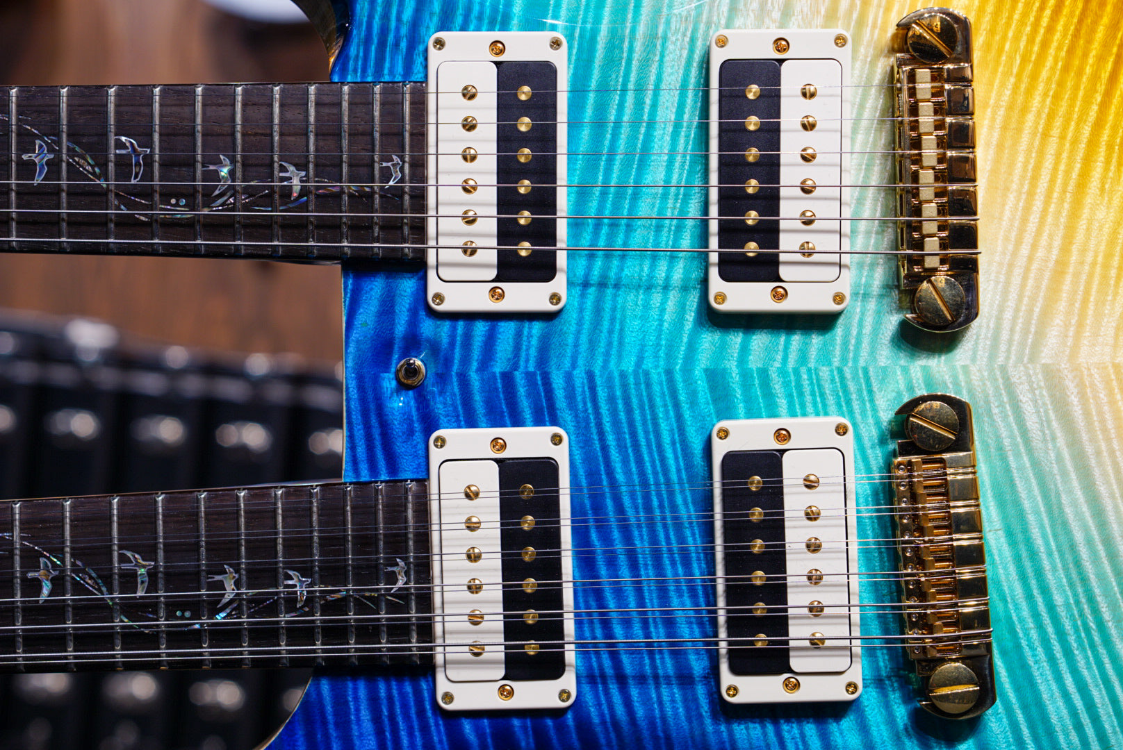 PRS Private stock doubleneck reverse beach cross fade - HIENDGUITAR PRS GUITAR