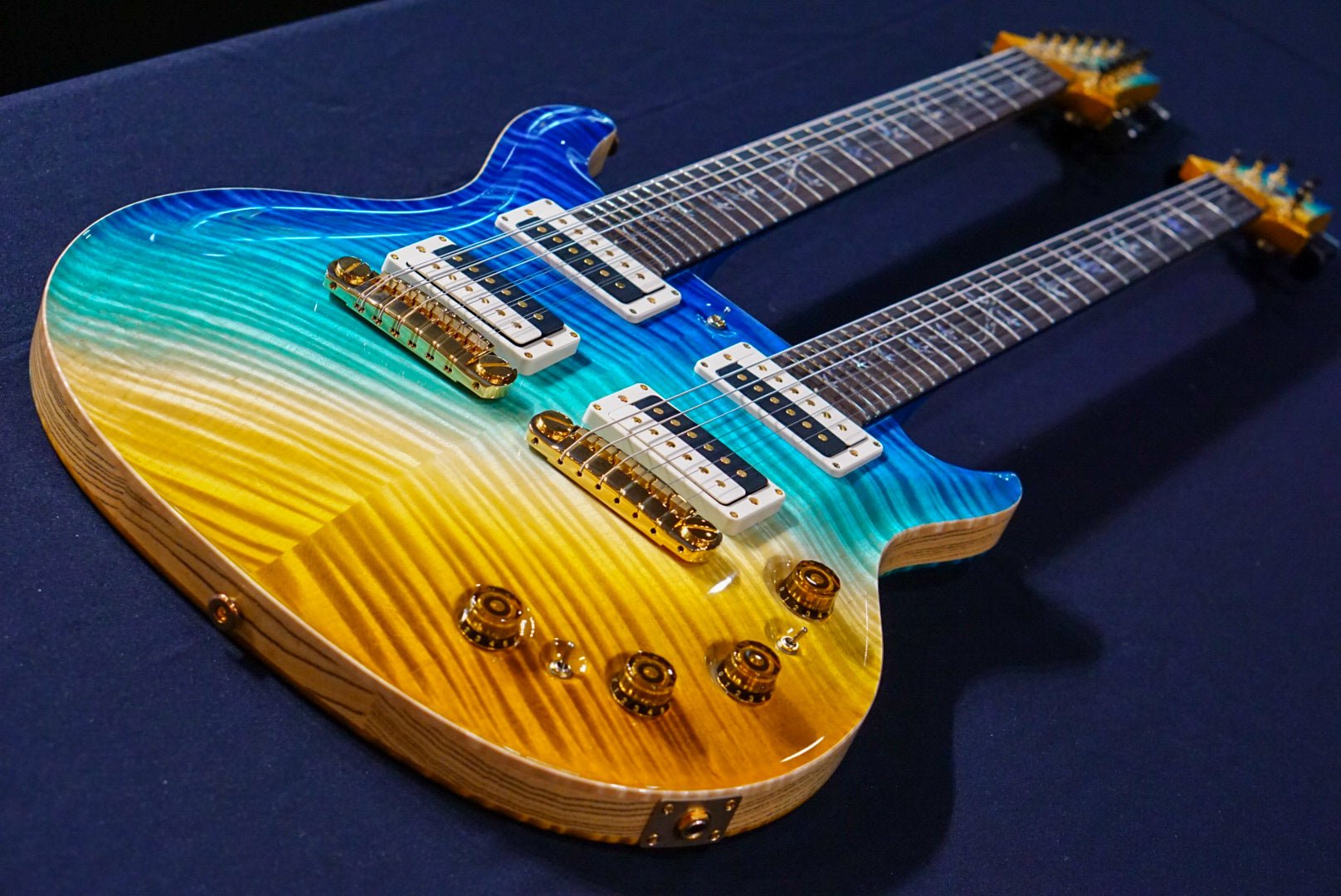 PRS Private stock doubleneck reverse beach cross fade - HIENDGUITAR PRS GUITAR