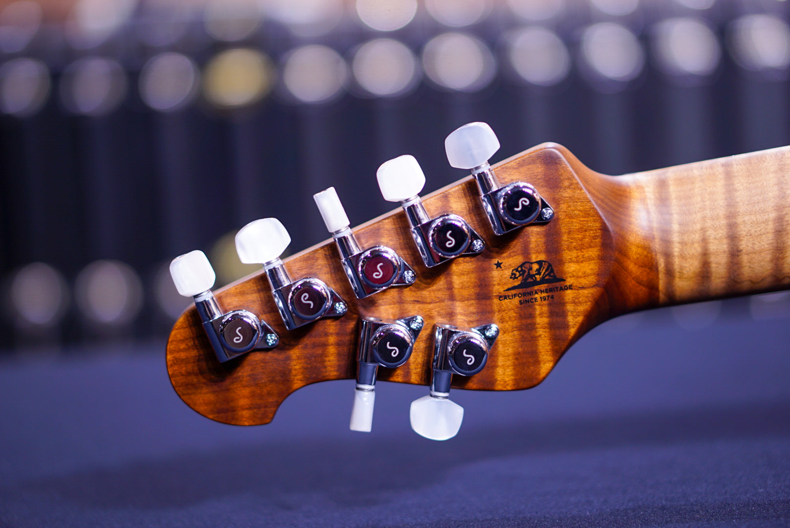 Ernieball Musicman JP15 7 string Tiger Eye Flame Top F97797 - HIENDGUITAR Musicman GUITAR